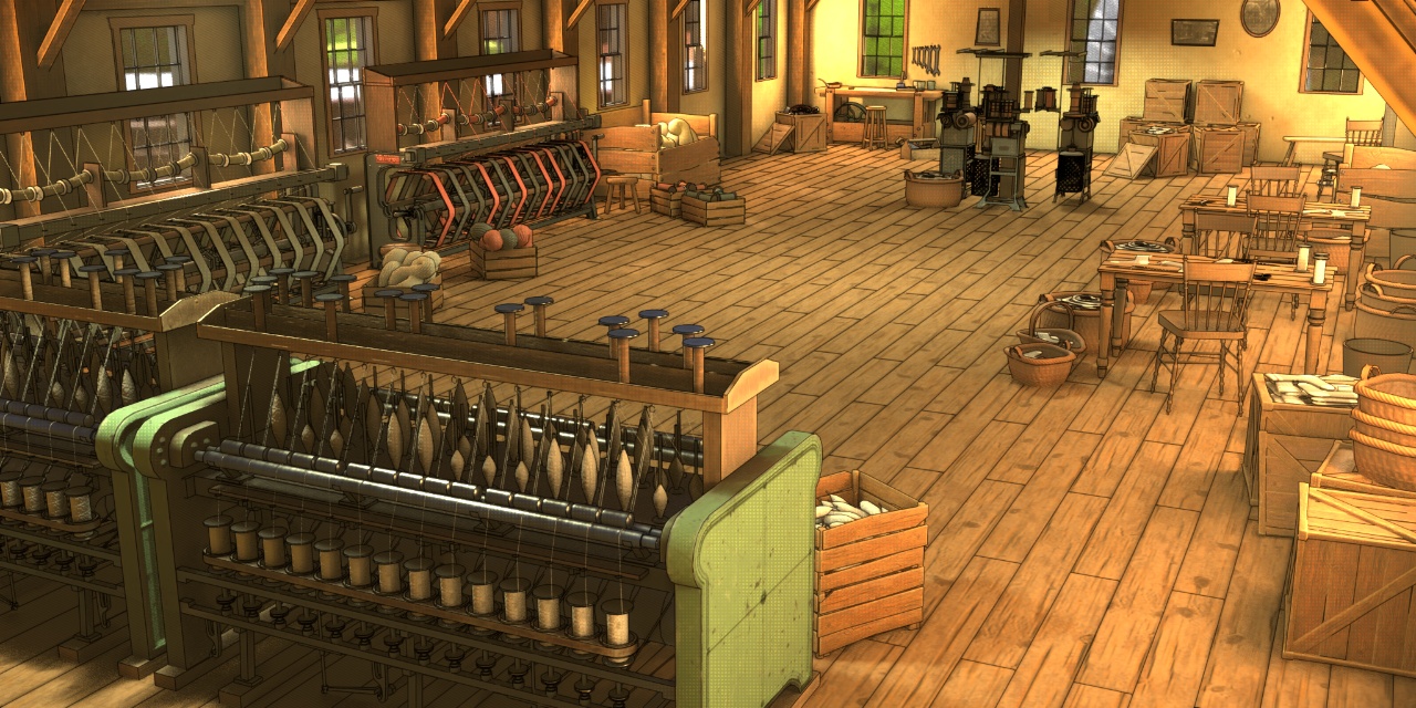 Vue montrant le deuxième étage du moulin (description à venir)